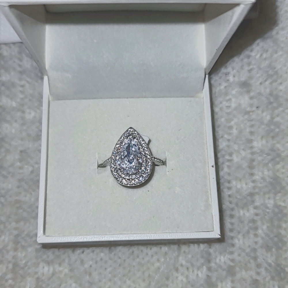 Brand New Halo Pear Cut Engagement Ring
